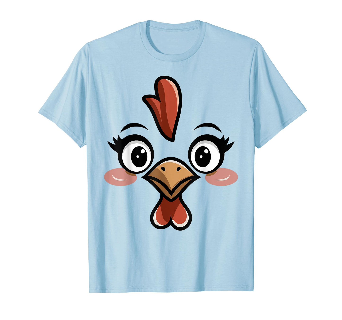Novelty Last Minute Easy Halloween Party Stuff Halloween Chicken Face T-Shirt Women Kids Blue, White Size Small Classic Fit Round Collar Short Sleeve Cotton 60%, Polyester 40%