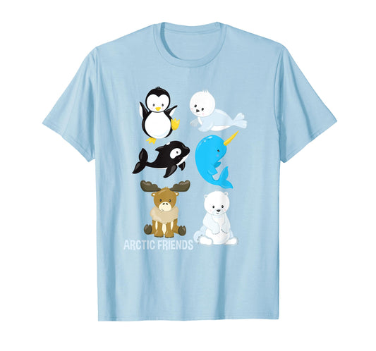 Arctic Animals Penguin Seal Whale Polar Bear Narwhal T-Shirt T-Shirt