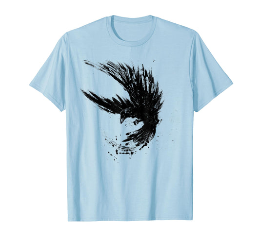 Raven T-Shirt, Crow Raabe Motif, Women's Men's Hoodie Black T-Shirt