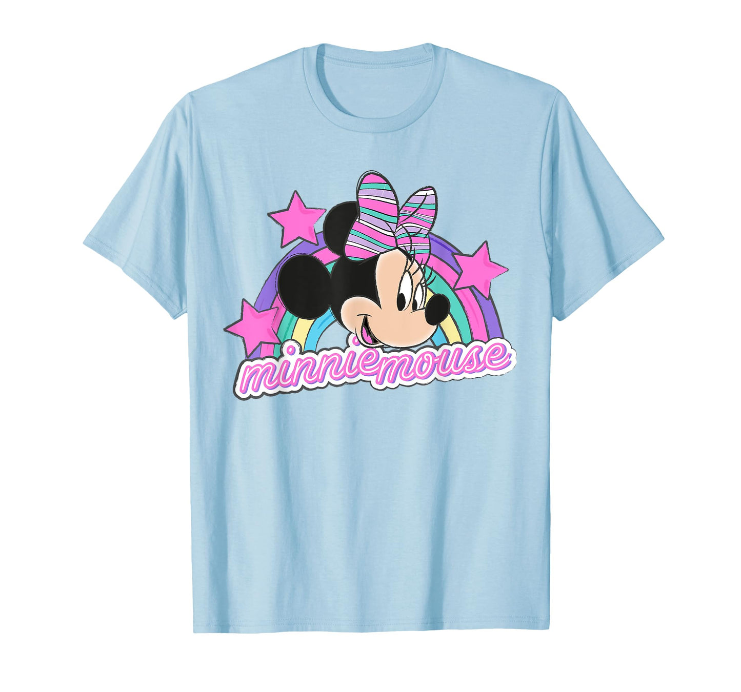 Minnie Mouse - Face With Rainbow And Stars T-Shirt