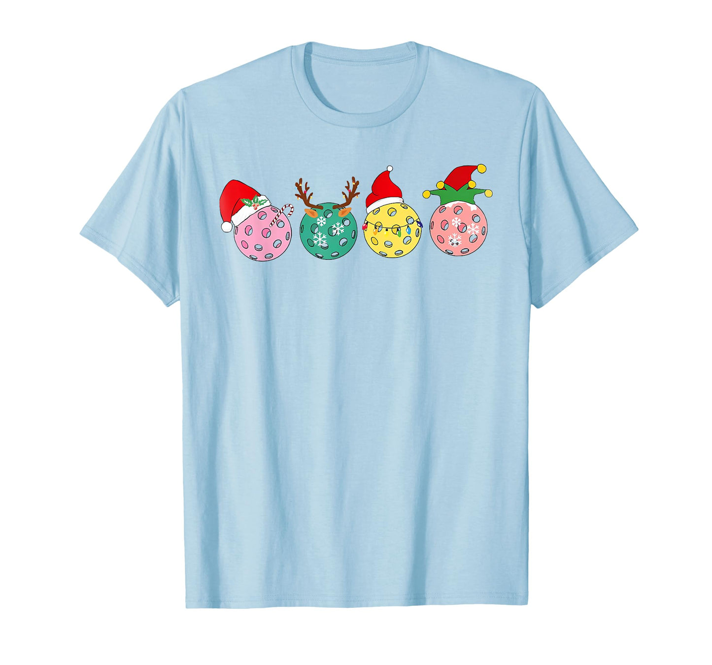 Christmas Pickleball Player Xmas Lights Reindeer ELF Women T-Shirt