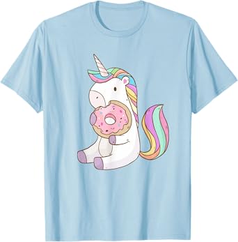 Cute Hungry Unicorn Munching on Yummy Donut T-Shirt T-Shirt