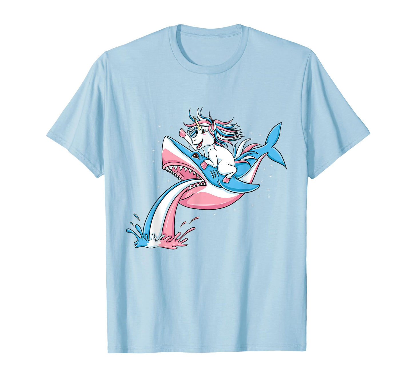 Unicorn Riding Trans Pride Shark Transgender T-Shirt