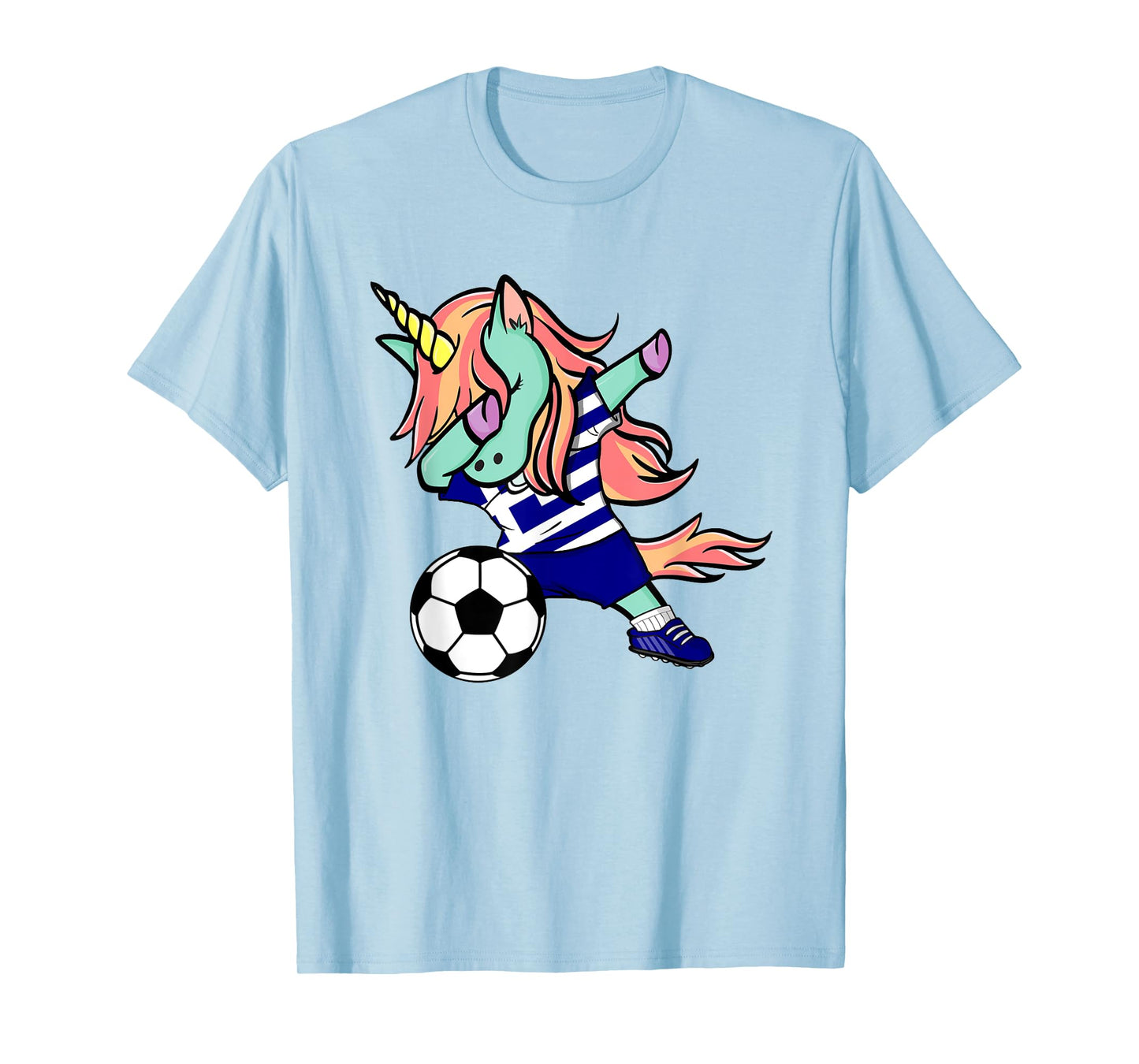 Dabbing Unicorn Soccer Greece Jersey Shirt Greek Football T-Shirt