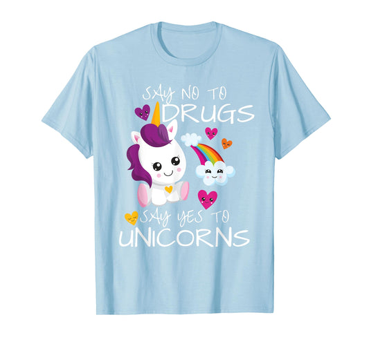 Red Ribbon Week Kids Youth Say No Say Yes To Unicorns T-Shirt