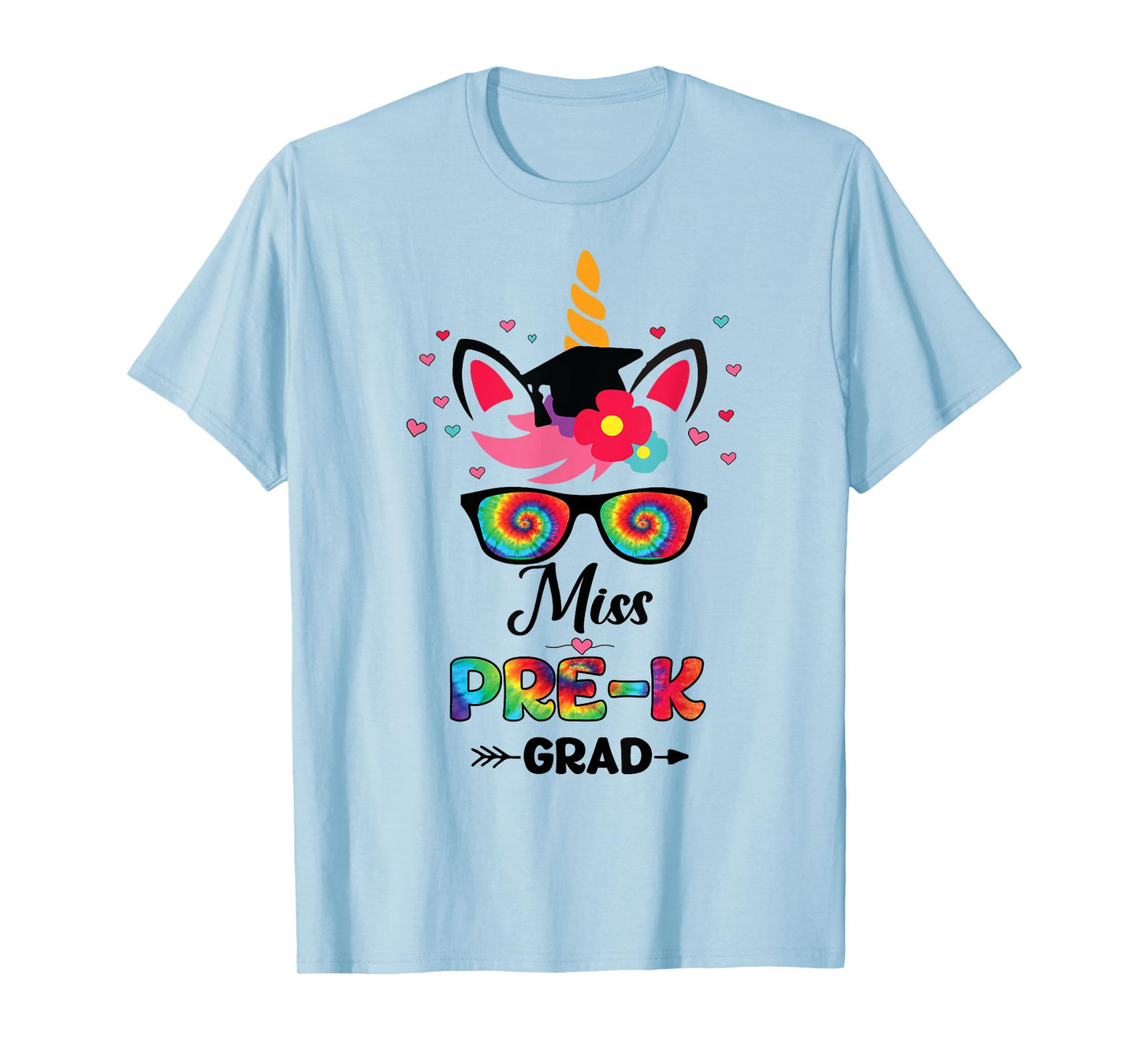 Unicorn Miss Pre-k Grad with Glasses Preschool Graduation T-Shirt