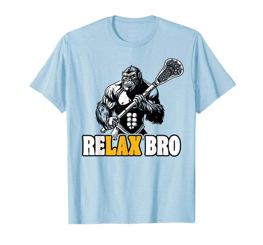 ReLax Bro Funny Gorilla Lacrosse Player Animal Lax T-Shirt