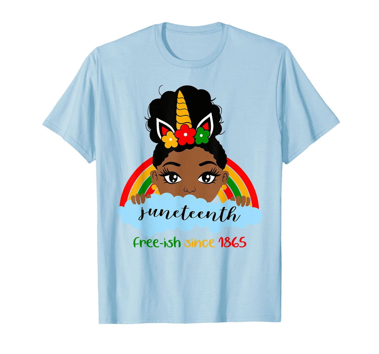 Juneteenth Unicorn Girl Little Princess Freeish since 1865 T-Shirt