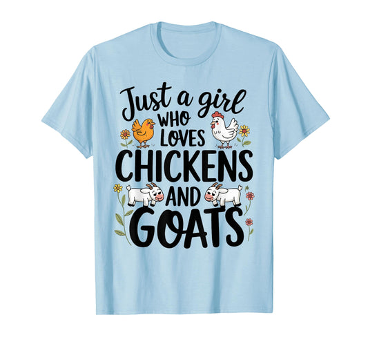 Just A Girl Who Loves Chicken And Goats Farming Farmer Women T-Shirt
