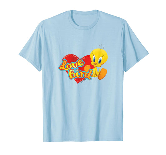 Popfunk Unisex-Adult Yellow Cartoon Tweety Love Bird Valentine's Day T-Shirt