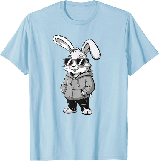 Bunny face with sunglasses easter day rabbit men boys kids T-Shirt