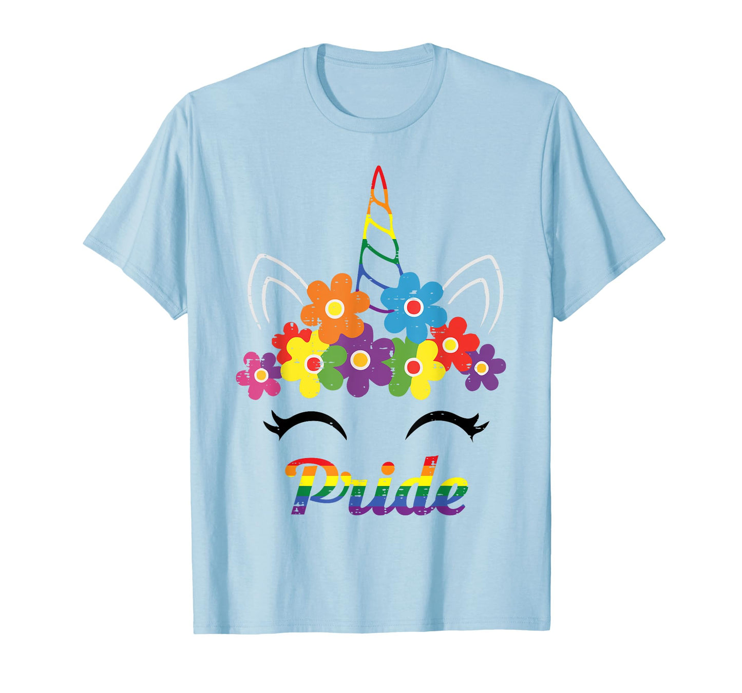 Gay Pride Month Unicorn Face LGBTQ Ally Rainbow Women Girls T-Shirt