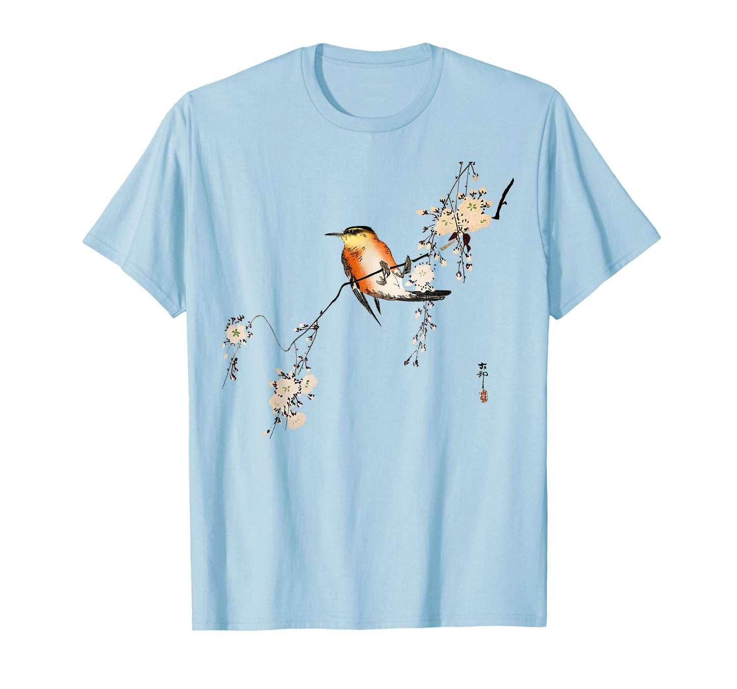 Japanese art style Vintage Ukiyo-e Red bird Cherry blossoms T-Shirt