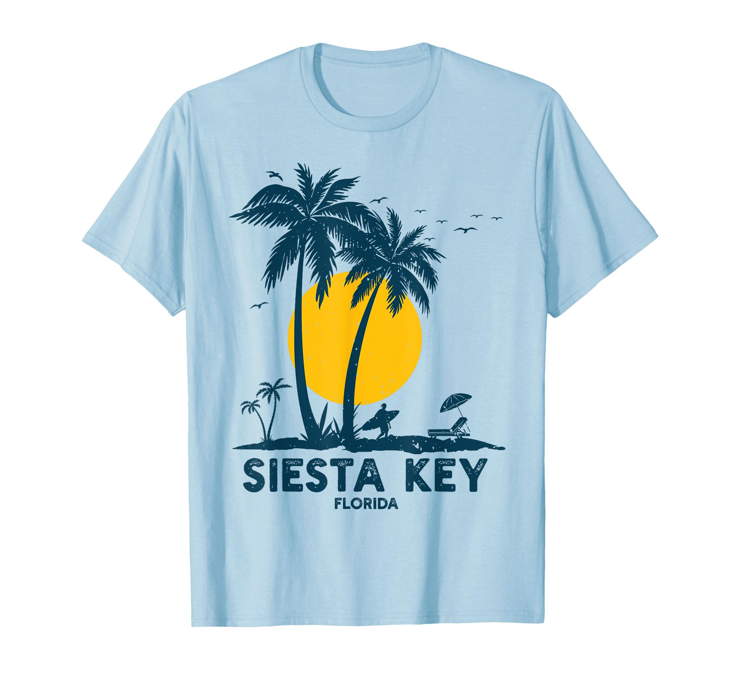 Siesta Key Beach Florida Vintage 70s Palm Trees Beach Men Women Kids T-Shirt