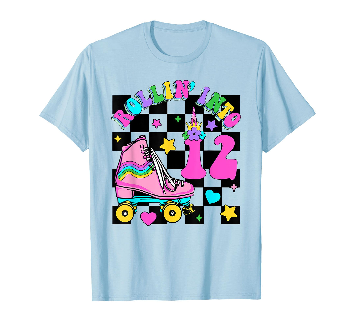 Rolling Into 12 Years Old Skater 12th Birthday Kids Girls T-Shirt