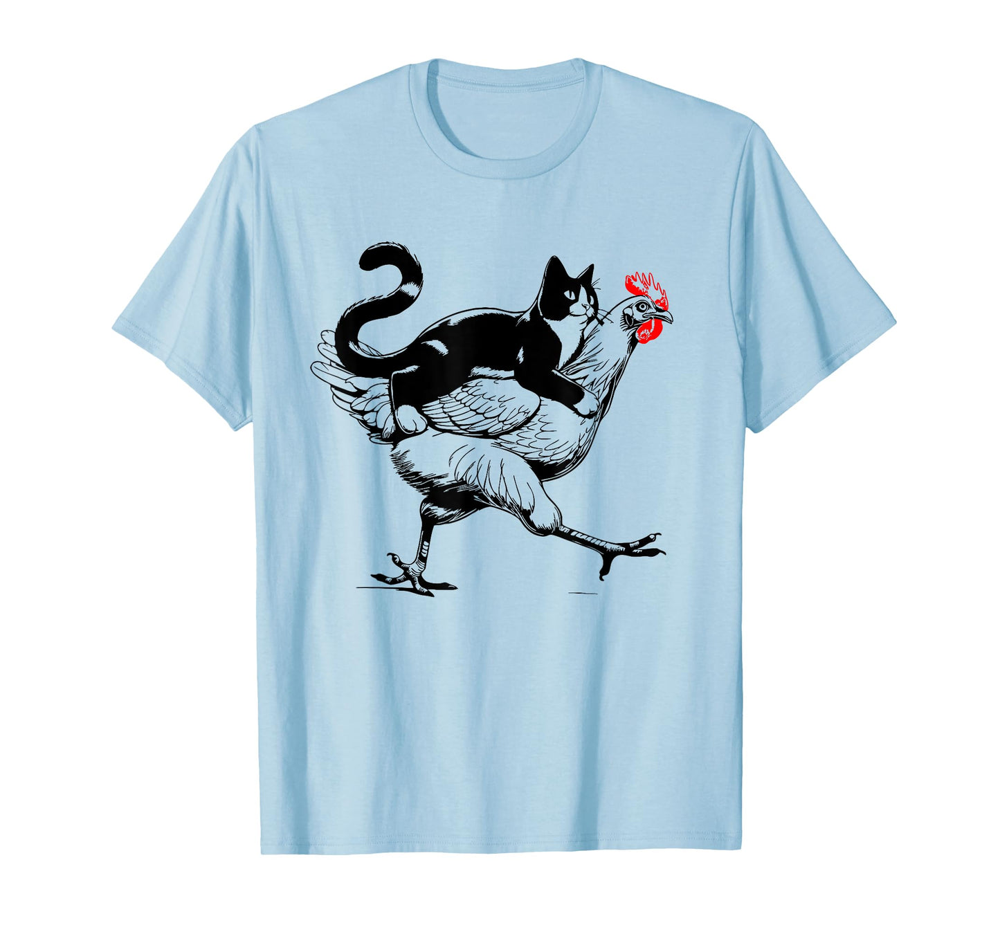 Tuxedo Cat on a Chicken Funny tuxedo cat riding a chicken T-Shirt for Men Women Girls Kids