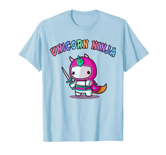 Funny UNICORN NINJA Girl Team Princess Birthday Crew Pink T-Shirt