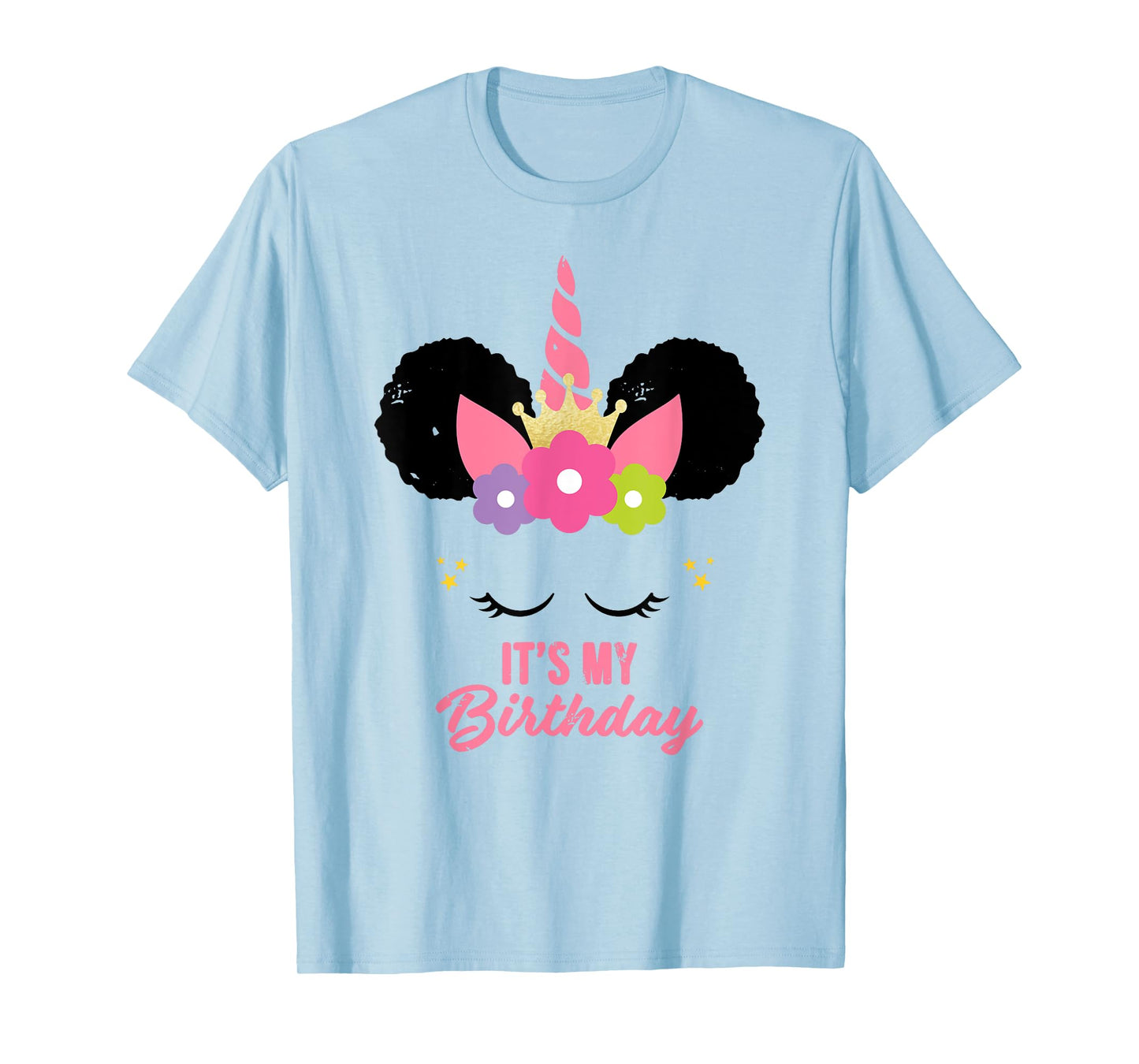 Unicorn Birthday Girl Afro Puff Birthday Present for Girl T-Shirt