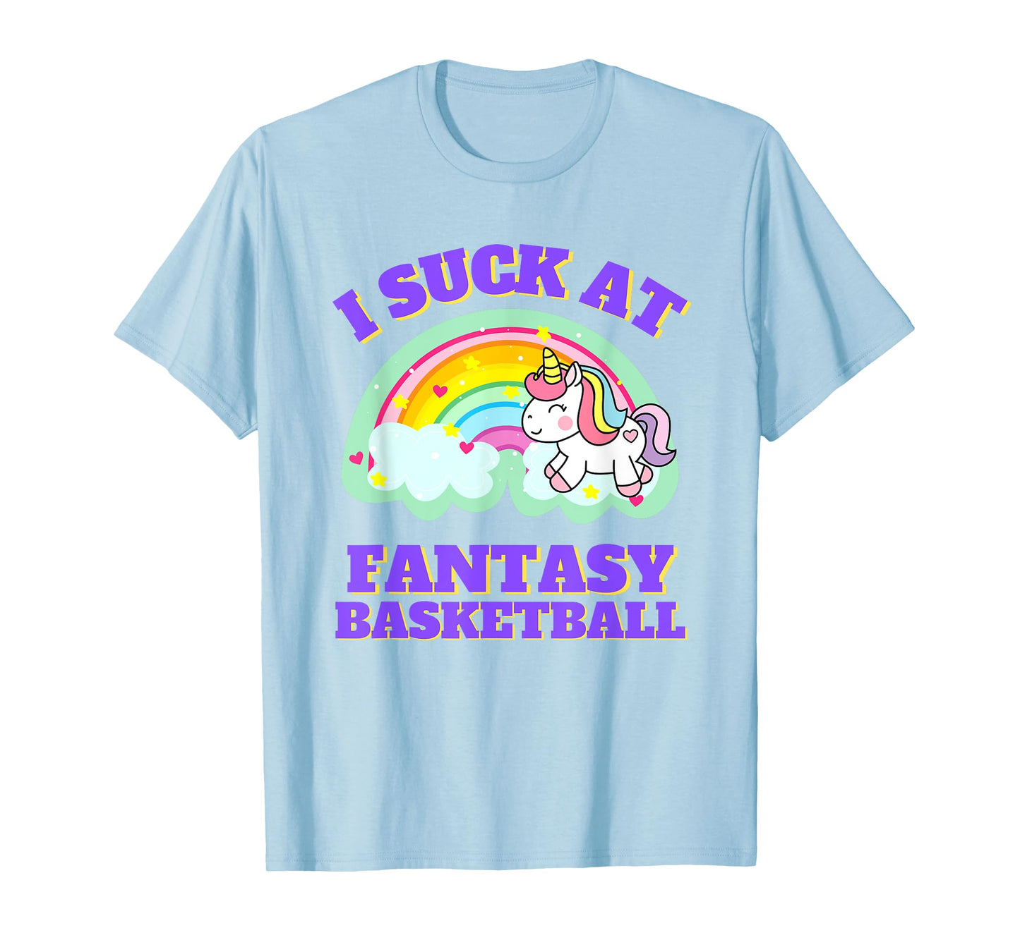 Suck At Fantasy Basketball Unicorn Rainbow Loser Punishment T-Shirt