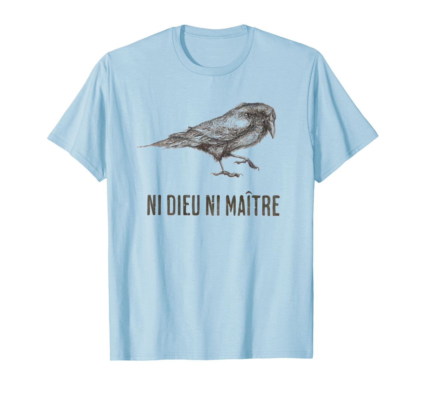 No God No Masters Leftist French Anarchist Crow Bird, Raven T-Shirt