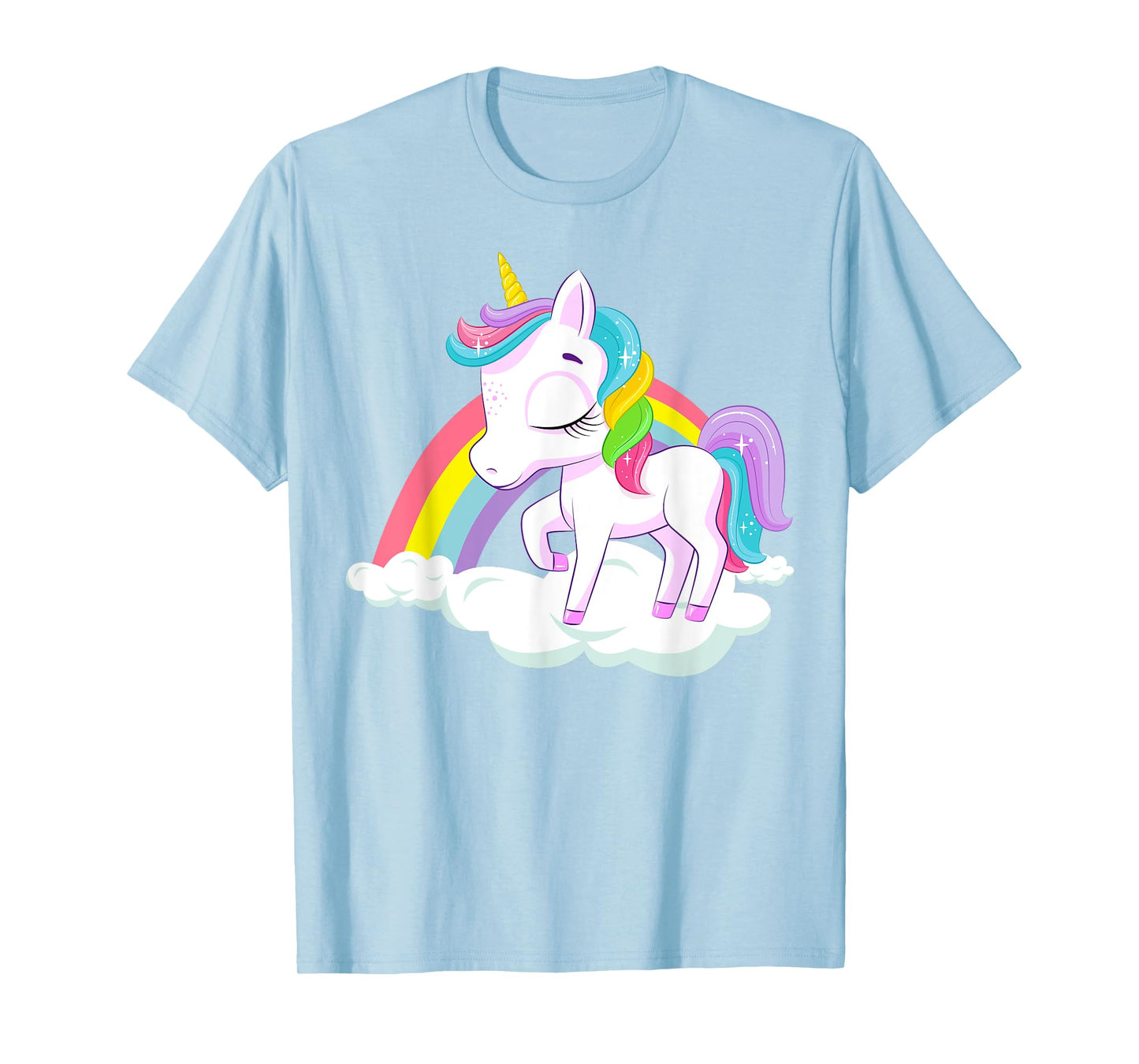 Pink Rainbow Unicorn Baby Dancing on Fluffy Clouds T-Shirt