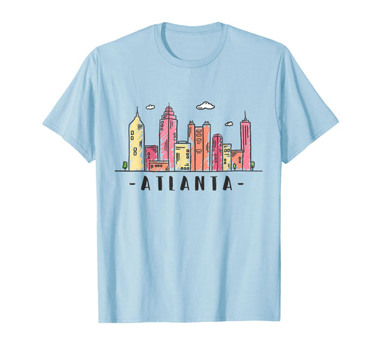 Atlanta Skyline Georgia Colourful City Souvenir Gift T-Shirt