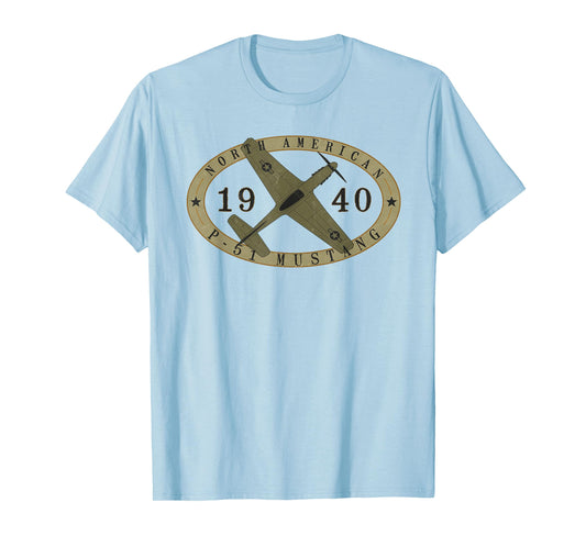 Designed For Flight P-51 Mustang Vintage WWII Warbird Airplane Pilot T-Shirt - Men's Red Cotton Blend Classic Fit Short Sleeve T-Shirt - Small