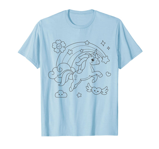 Cute unicorn to paint and color in for children T-Shirt