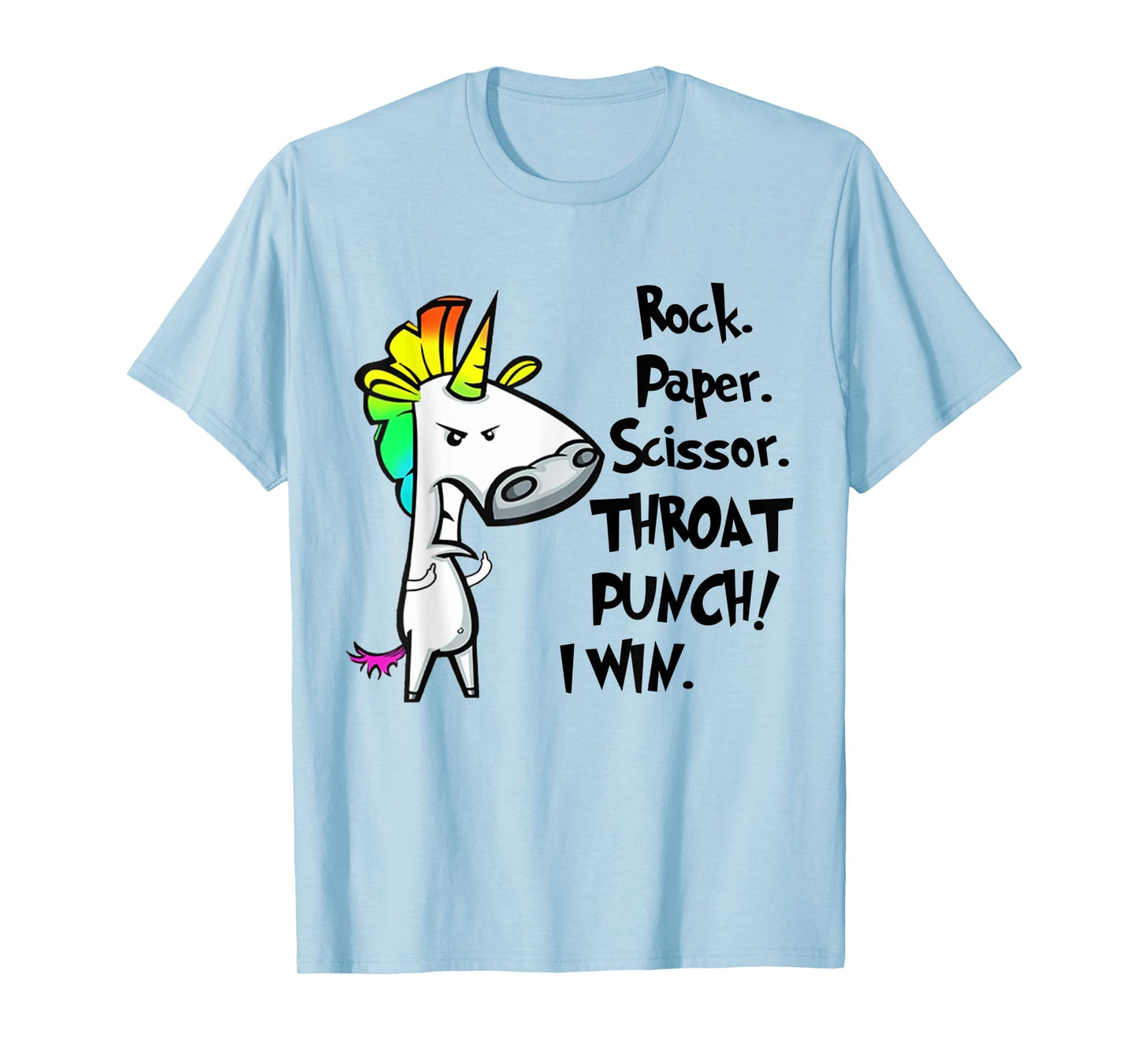 Unicorn Rock Paper Scissors Throat Punch I Win T-Shirt