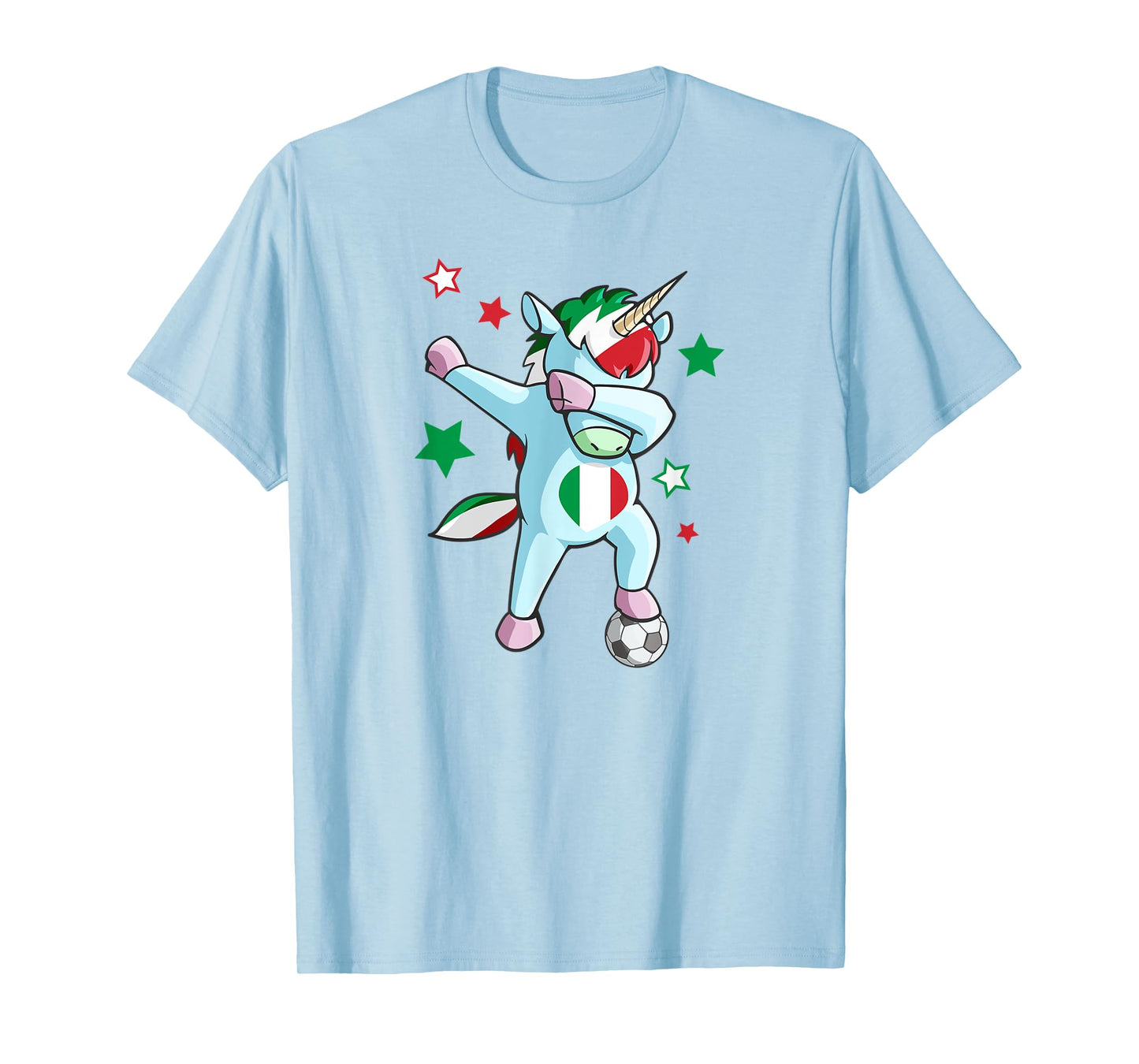 Dabbing Unicorn World Soccer Support Italy Shirt for Girls T-Shirt