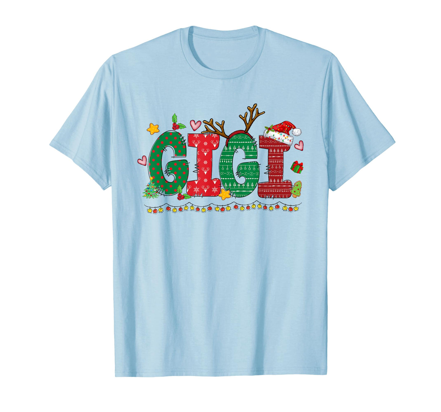 Gigi Claus Christmas Lights Pajama Family Matching T-Shirt
