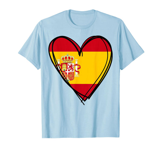 Proud Spanish Boy Girl Aunt Dad Mom Spain Flag Heart Graphic T-Shirt