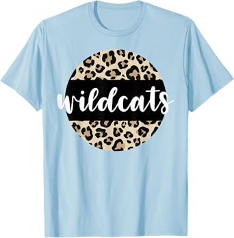 Leopard Print Wildcats Team Mascot School Spirit Game Night T-Shirt