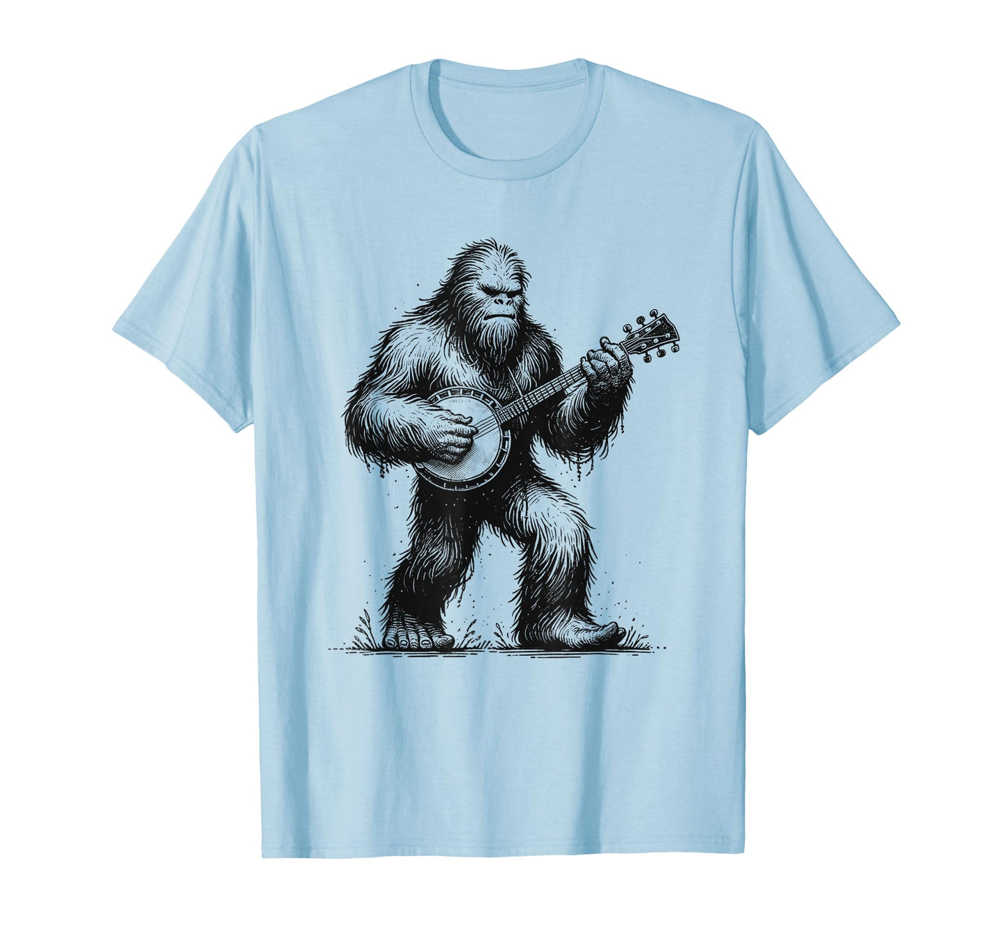 Bigfoot Sasquatch Playing Banjo Banjoist Banjo Player T-Shirt