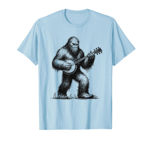 Bigfoot Sasquatch Playing Banjo Banjoist Banjo Player T-Shirt
