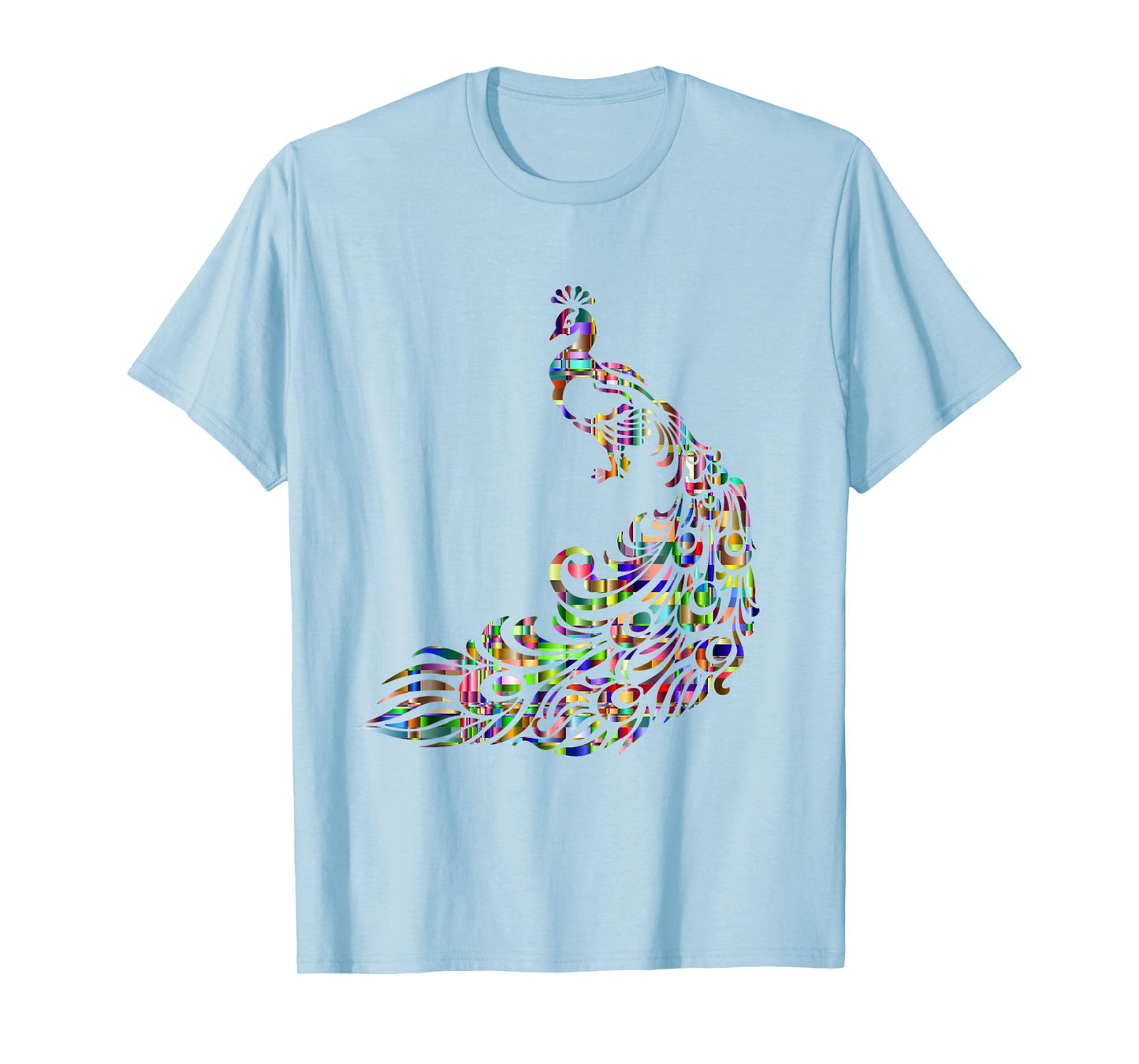 Colorful Peacock Bird T-Shirt, Cool Rainbow Art Tee T-Shirt