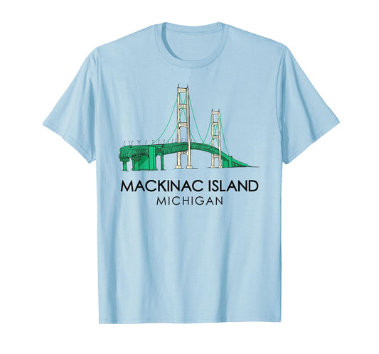 Mackinac Island Bridge Michigan Great Lakes Huron Ferry Trip T-Shirt