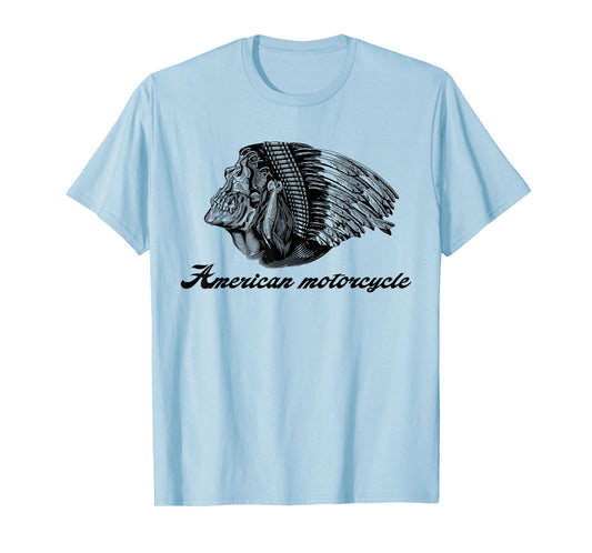 American Motorcycle Skull Native Indian Eagle Chief Vintage T-Shirt