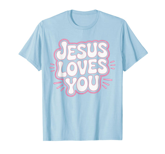 Toddler Jesus Loves You Pink White Christian Girl God Sister T-Shirt