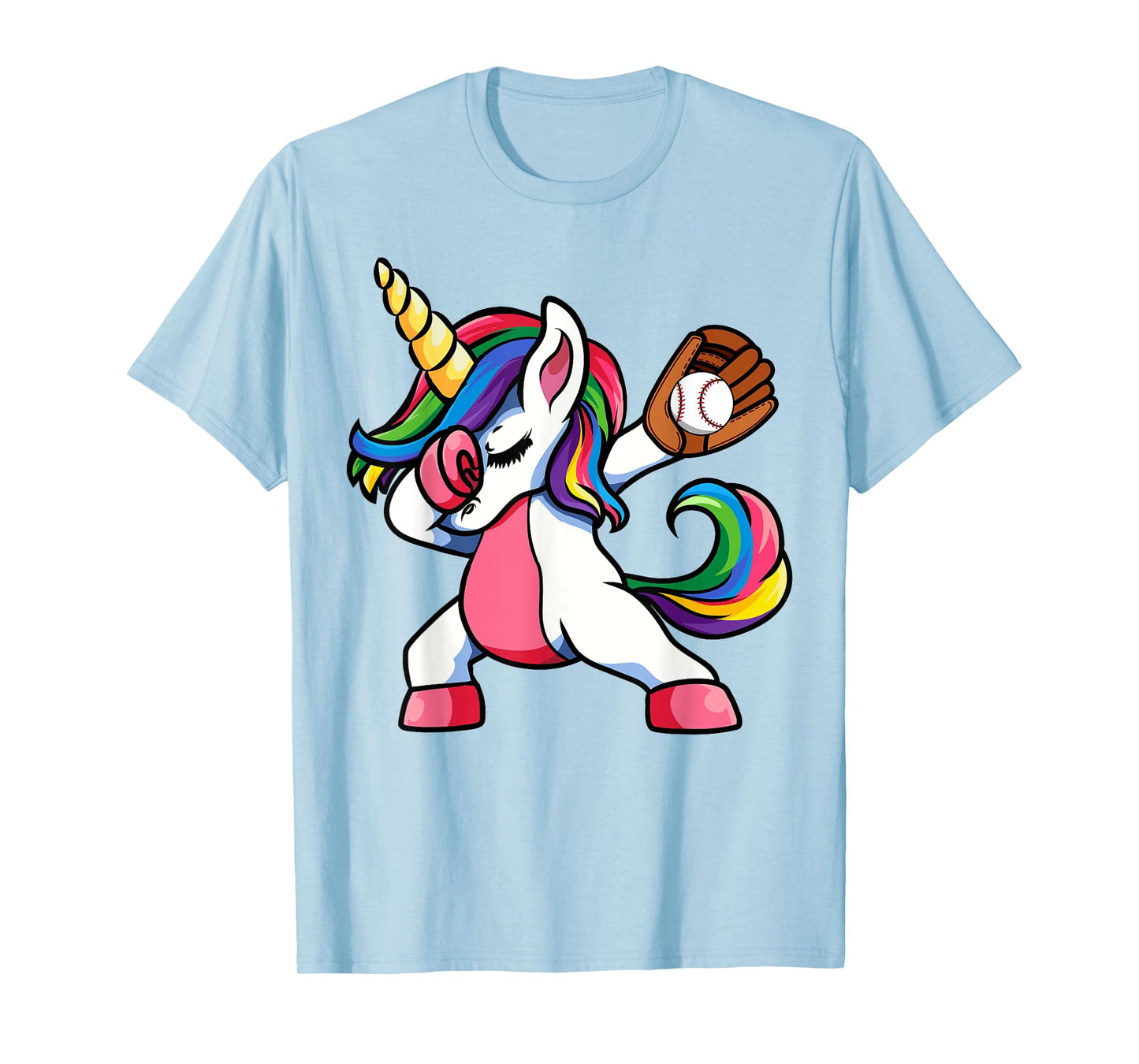 Girls Funny Dabbing Baseball Unicorn Apparel, Youth Dab T-Shirt