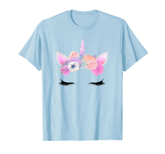 Pink Unicorn Halloween Costume Face Unicorn Birthday Party T-Shirt