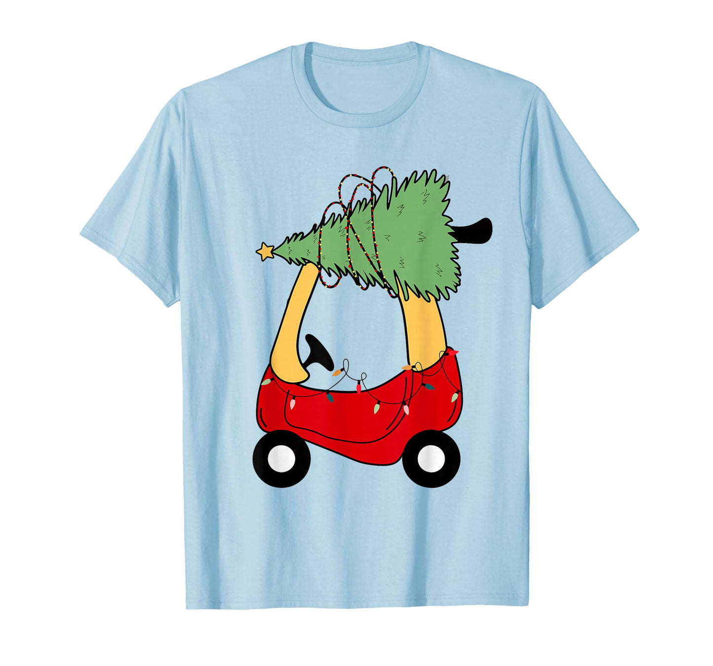 Retro Christmas Tree on Red Car Boys Girls Kids Xmas Holiday T-Shirt