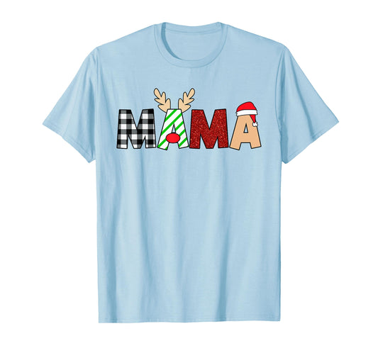 Mama Santa Christmas Family Matching Pajamas Mama Xmas T-Shirt