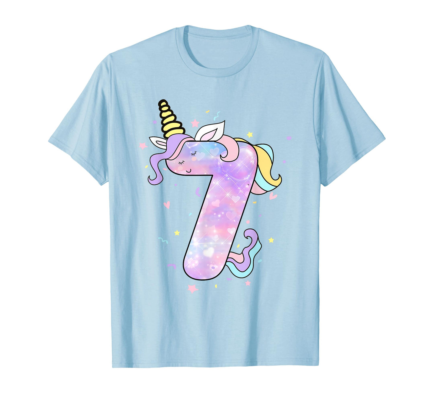 Unicorn Birthday Shirts for Girls Outfit 7th Seven Year Old T-Shirt