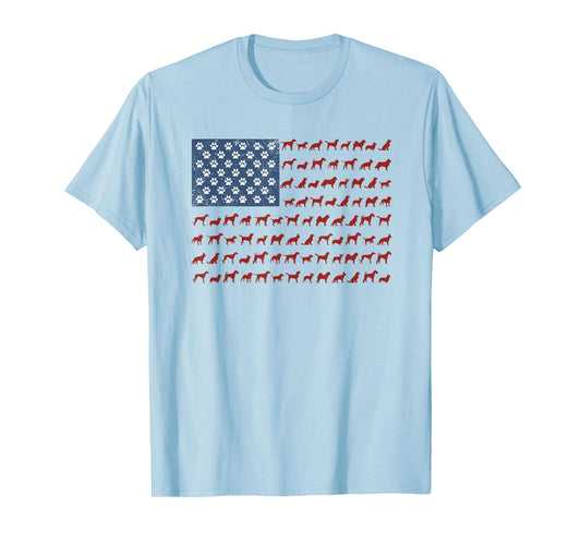 American Flag Dogs and Paws 4th of July Shirt T-Shirt for Women Kids Men