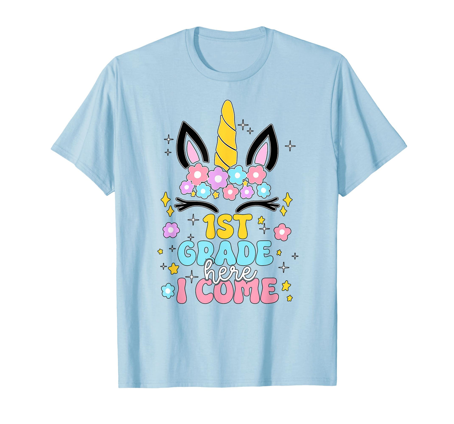 First Grade Here I Come Unicorn Girls Kids Back To School T-Shirt