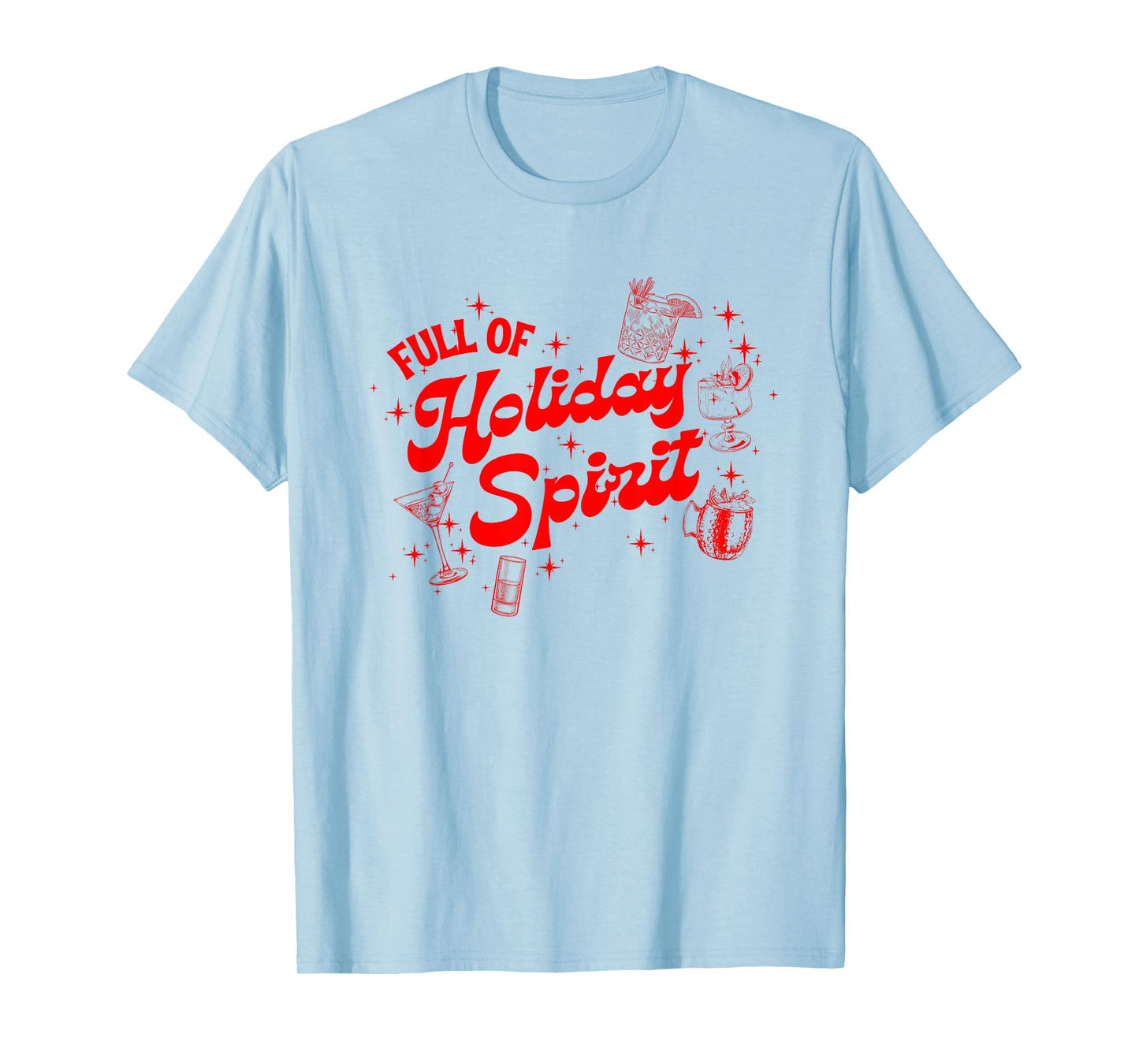 Funny Xmas Cocktail Vintage Full Of Holiday Spirit Gifts T-Shirt