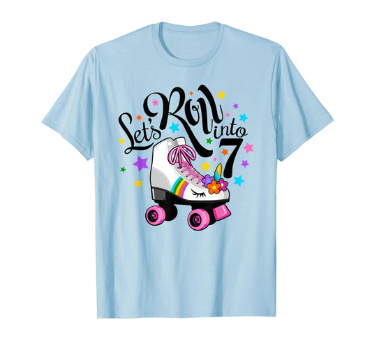 Lets roll into 7 Birthday. Unicorn, Roller skate T-Shirt