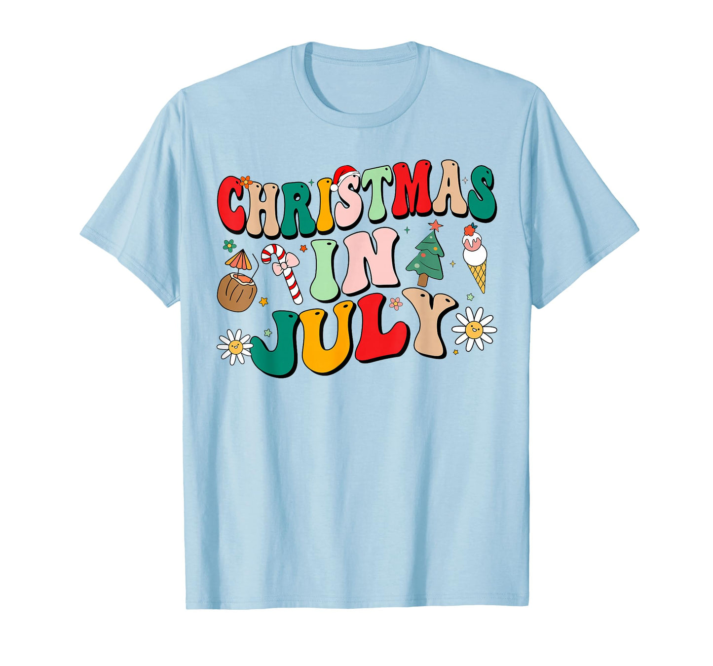 Christmas In July Shirts Groovy Xmas Summer Men Women Kids T-Shirt