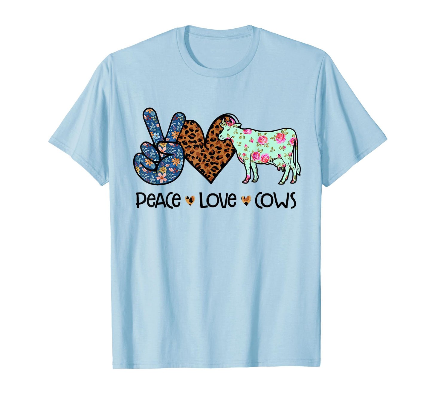 Peace Love Cows Chicken Lover Leopard T-Shirt
